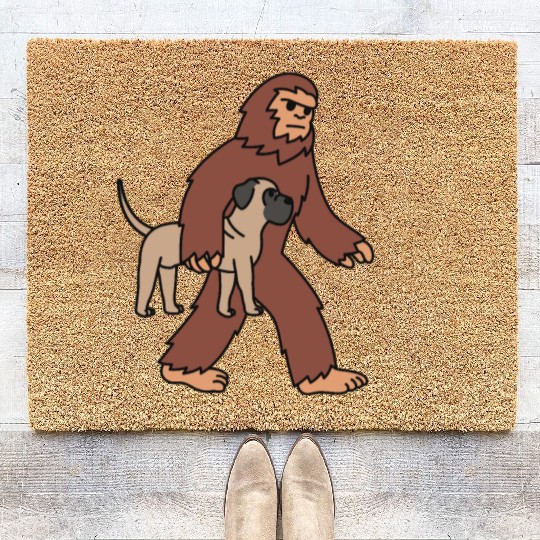 Bigfoot Sasquatch Walking English Mastiff Coir Doormats