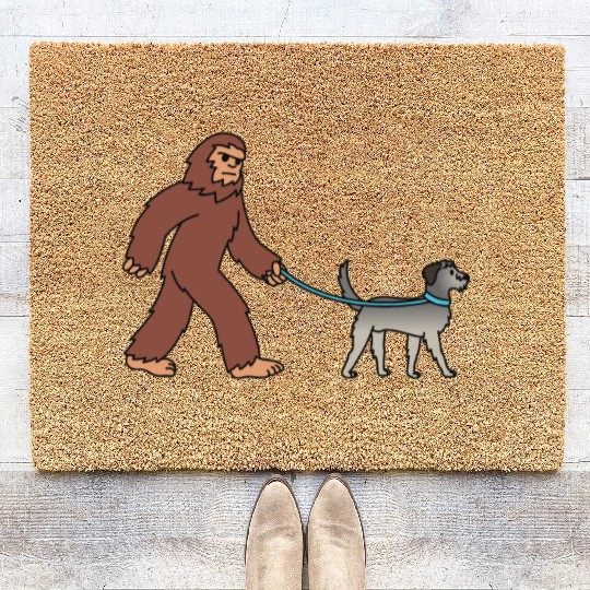 Bigfoot Sasquatch Walking Irish Wolfhound Coir Doormats