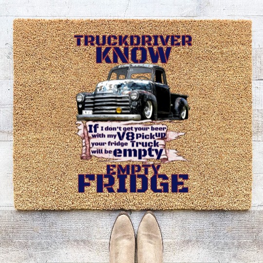 V8 Truck Driver under American Flag Coir Doormats