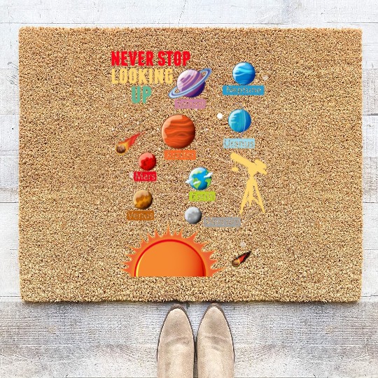 Telescope Solar System Planets Astronomy Lover Coir Doormats