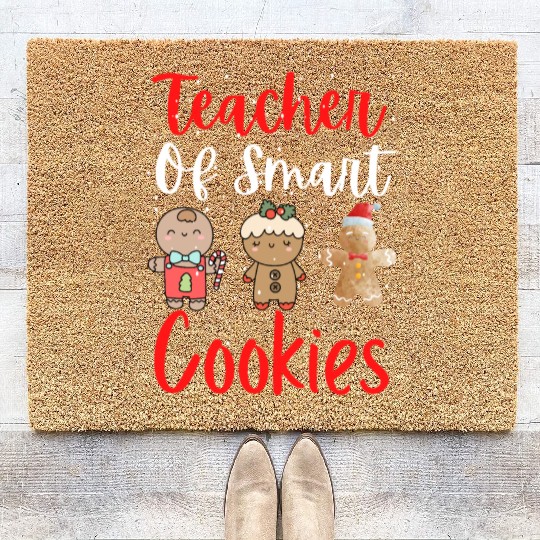Christmas Teacher Cute Gingerbread Cookies Funny Coir Doormats