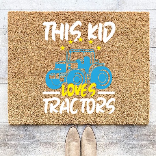 This Kid Loves Tractors Farming Farmer Agriculture Coir Doormats