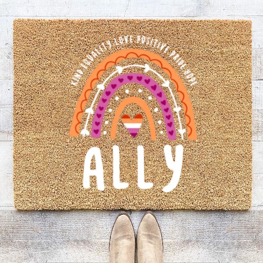 Ally Lesbian Pride Rainbow Coir Doormats