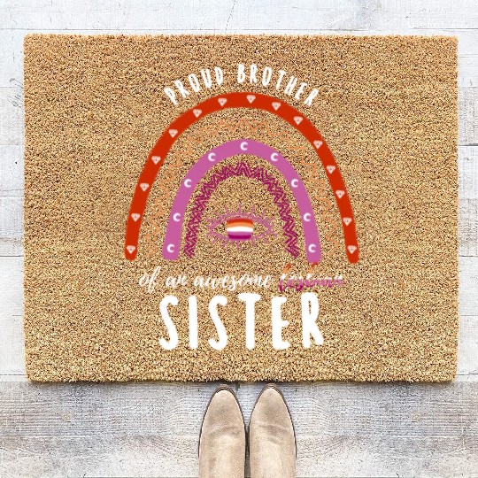 Rainbow Brother Lesbian Sister Coir Doormats