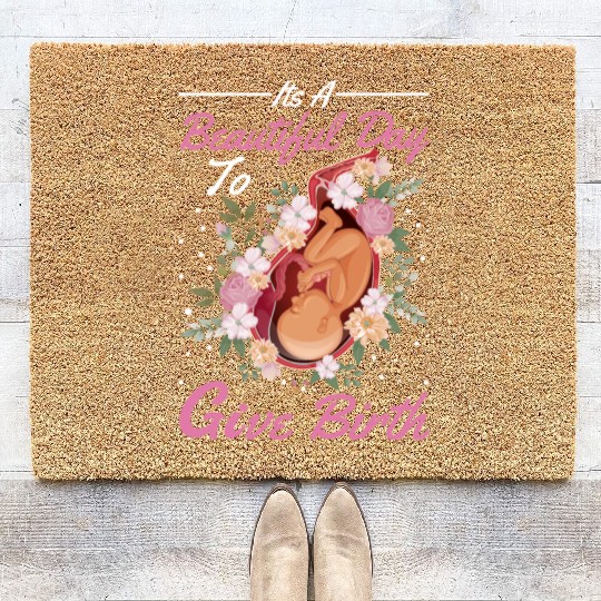 Midwife Cute Flowers Baby Catcher Doula Coir Doormats