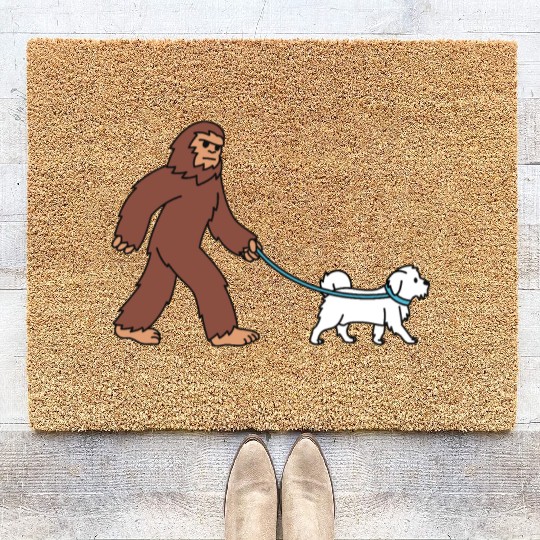 Bigfoot Sasquatch Walking Maltese Coir Doormats