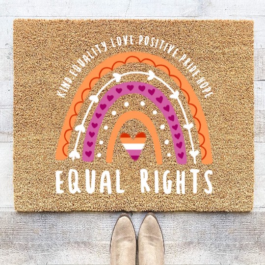 Equal Rights Lesbian Pride Rainbow Coir Doormats