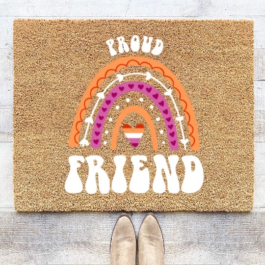 Proud Friend Lesbian Pride Rainbow Coir Doormats