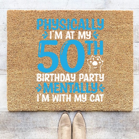 50 Year Old Cat Dad with my Cat Mom 50th Birthday Coir Doormats