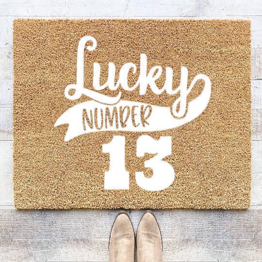 Lucky Number 13 Birthday Party Design Coir Doormats