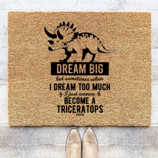 Triceratops Dino saying children Coir Doormats