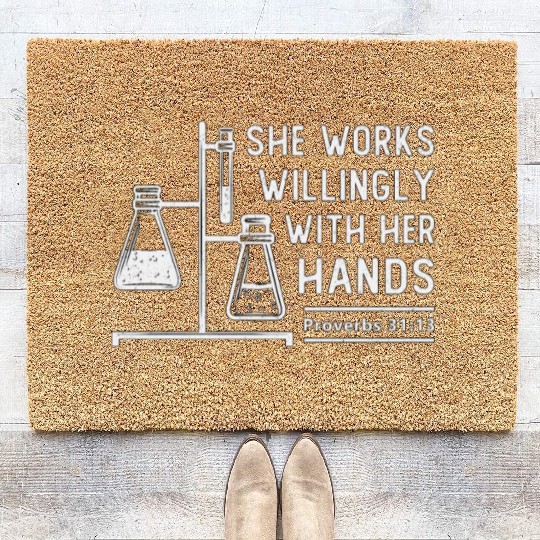 Lab Tech She Works Willingly Laboratory Science Coir Doormats