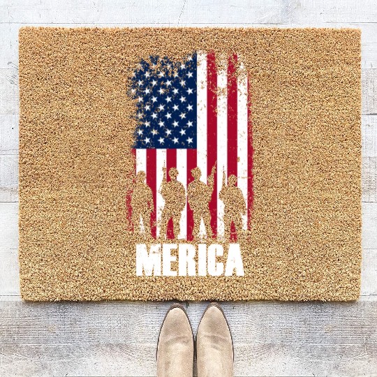 MERICA Independence Day USA 4th of July gift Coir Doormats