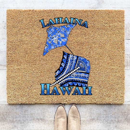 Lahaina Vacation Tribal Stingrays Coir Doormats
