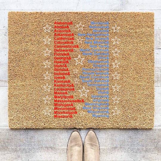 Patriotic Fifty States Red White Blue Coir Doormats