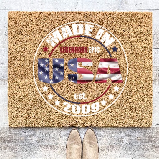 Birthday Saying Born USA 2009 Coir Doormats