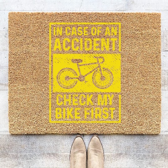 Check my Bike Cyclist Gift Coir Doormats