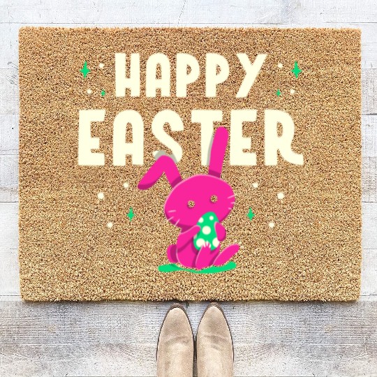 Happy Easter Egg Bunny Sayings Coir Doormats