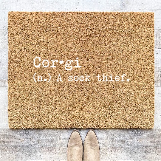 A Sock Thief Corgi Coir Doormats