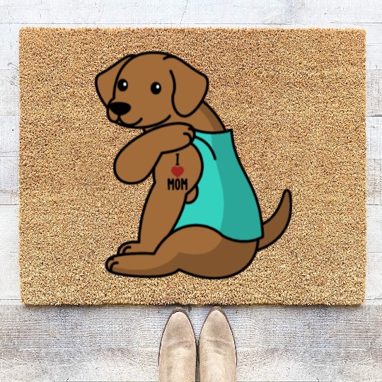 I Love Mom Tattoo Vizsla Coir Doormats