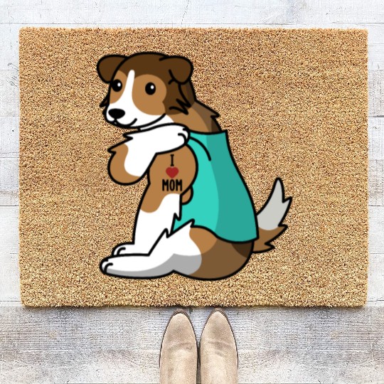 I Love Mom Tattoo Shetland Sheepdog Coir Doormats