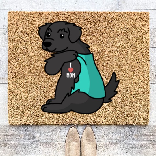 I Love Mom Tattoo Newfoundland Dog Coir Doormats