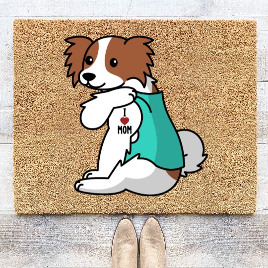 I Love Mom Tattoo Papillon Coir Doormats