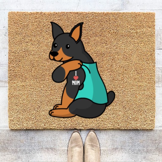 I Love Mom Tattoo Doberman Coir Doormats