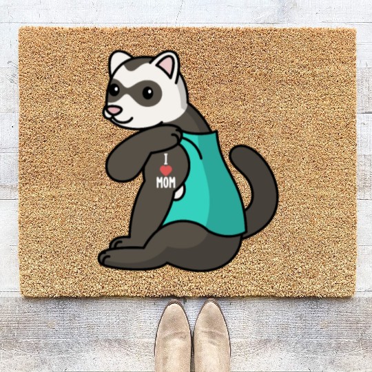 I Love Mom Tattoo Ferret Coir Doormats
