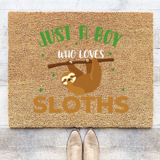 Sloth Sloths, Boy, Trees, Love Coir Doormats