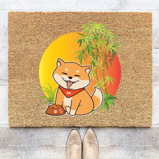 Shiba Inu Japanese Dog Breed Bamboo Plant Hunting Coir Doormats