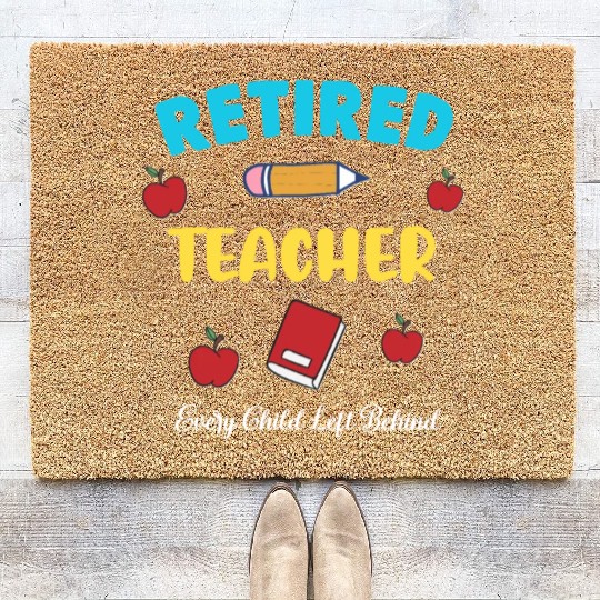 retired teacher funny retirement gift Coir Doormats