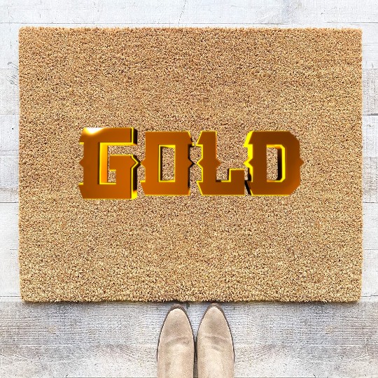 Gold Stylized Text Coir Doormats