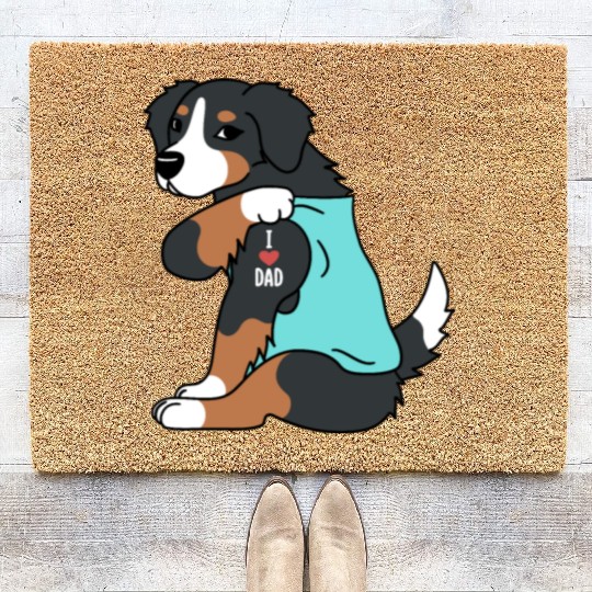 I Love Dad Bernese Mountain Dog Coir Doormats