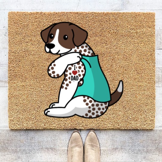 I Love Dad German Shorthaired Pointer Coir Doormats
