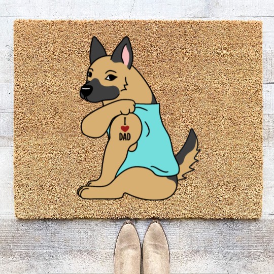 I Love Dad German Shepherd Coir Doormats