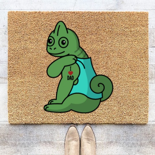I Love Dad Chameleon Reptile Coir Doormats