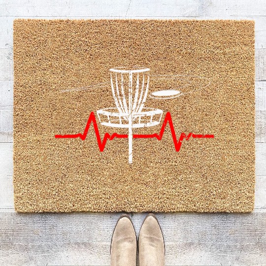 Disc Golf Heartbeat Ultimate Frisbee Sports Coir Doormats