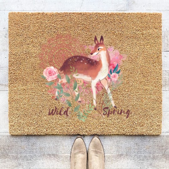 Sweet Deer In Wild Spring - 2 Coir Doormats