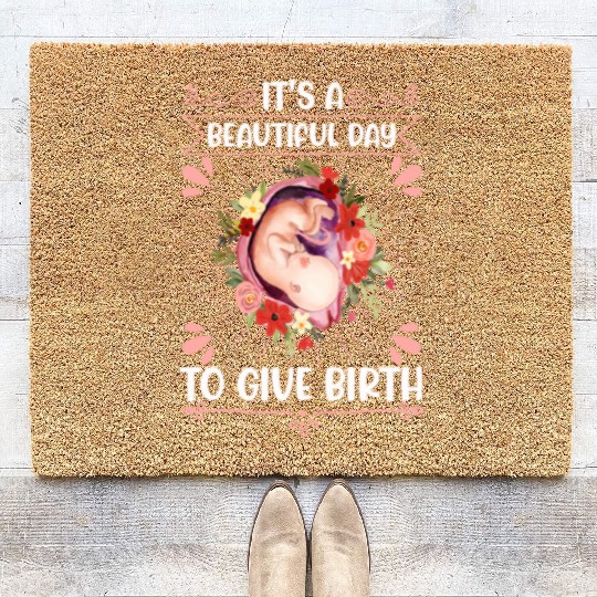 Midwife Flowers Baby Catcher Doula Coir Doormats