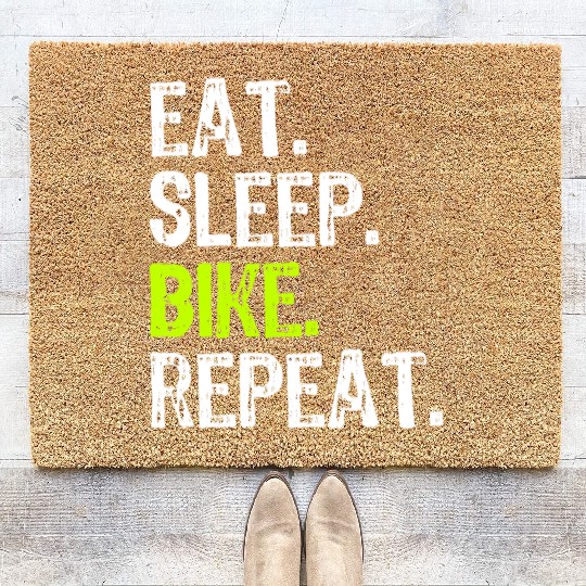 Eat Sleep Bike Repeat Biking Cycling Cyclist Gift Coir Doormats