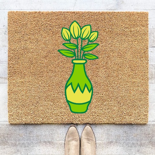 Beautiful tulips flower vase Coir Doormats