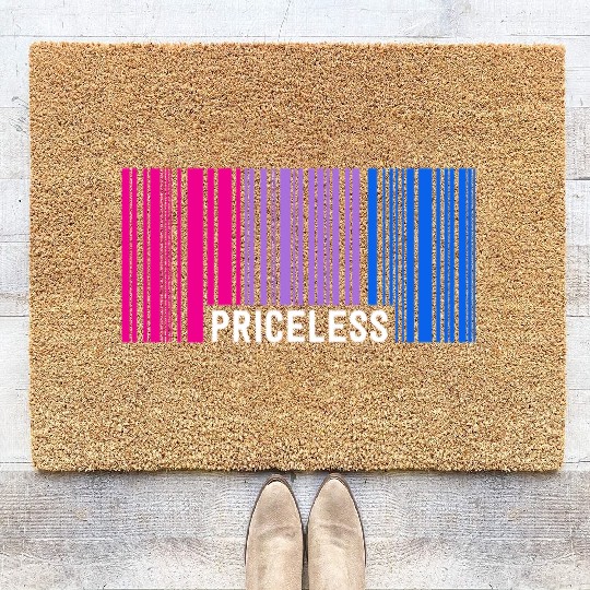 Priceless Bisexual Pride Barcode Subtle Bi Flag Coir Doormats