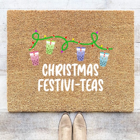 Boba Tea Relax Christmas Cute Kawaii Bubble Milk Coir Doormats