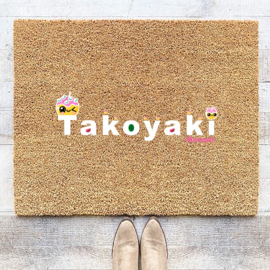 Kawaii Takoyaki Cute Japanese Food Vintage Design Coir Doormats