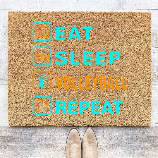 Eat. Sleep. Volleyball. Repeat Design Coir Doormats
