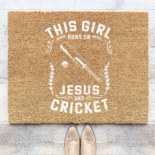 Christian This Girl Runs On Jesus And Cricket Coir Doormats