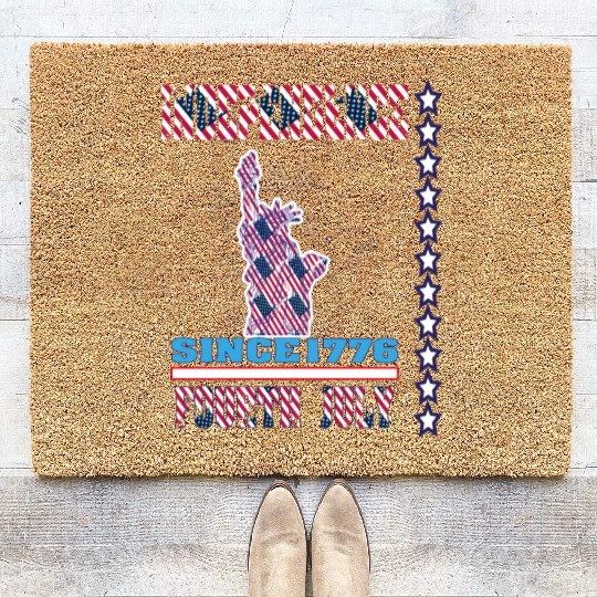 Pattern flag Independence Since 1776 Fourth July Coir Doormats