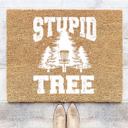 Stupid Tree Funny Disc Golf Coir Doormats