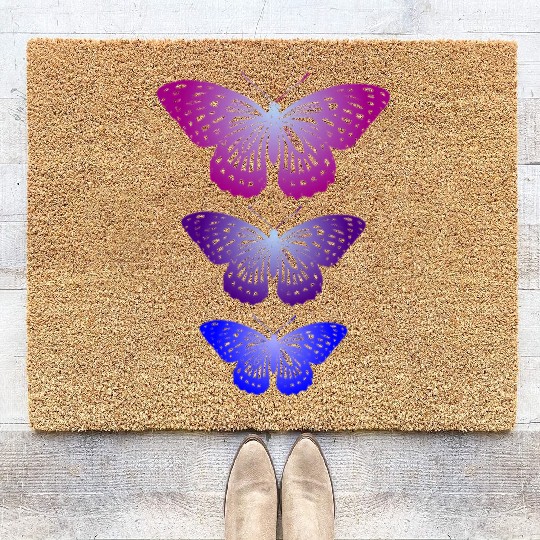 Three Butterflies Inspirational Nature Lovers Coir Doormats